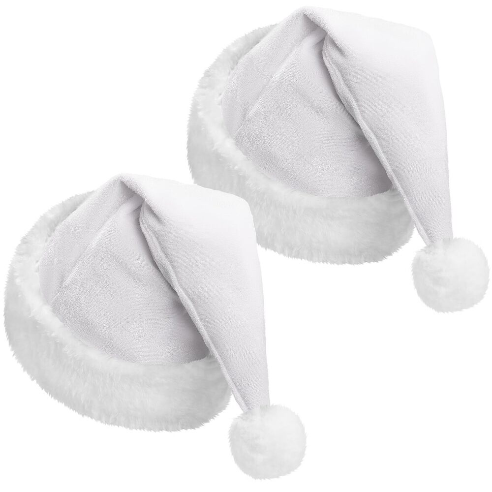 5953 2 Pcs Santa Hat Adults Unisex Velvet Christmas Hat Extra Thicken